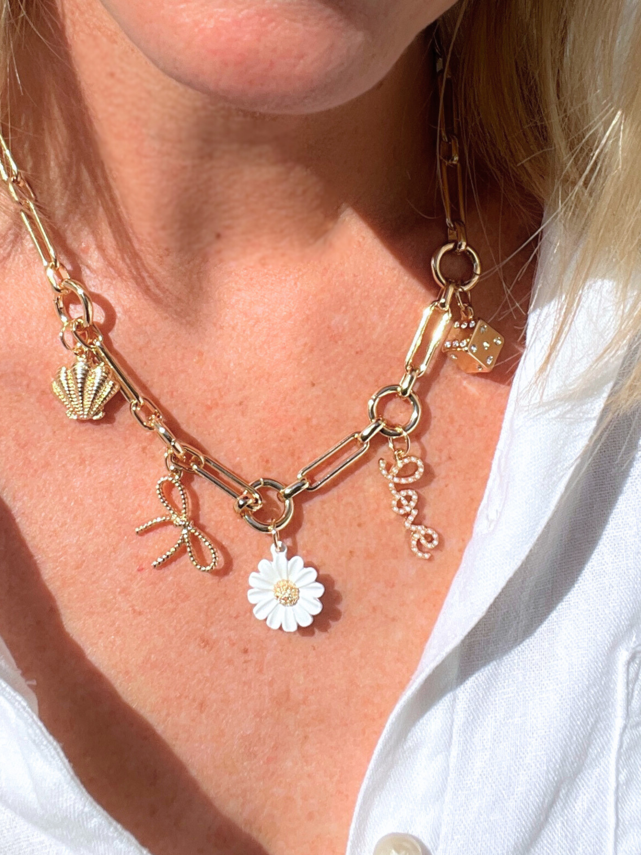 "Love" Pearl Studded Script Charm