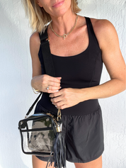 Chrissy Clear Handbag with Canvas Strap & Tassel