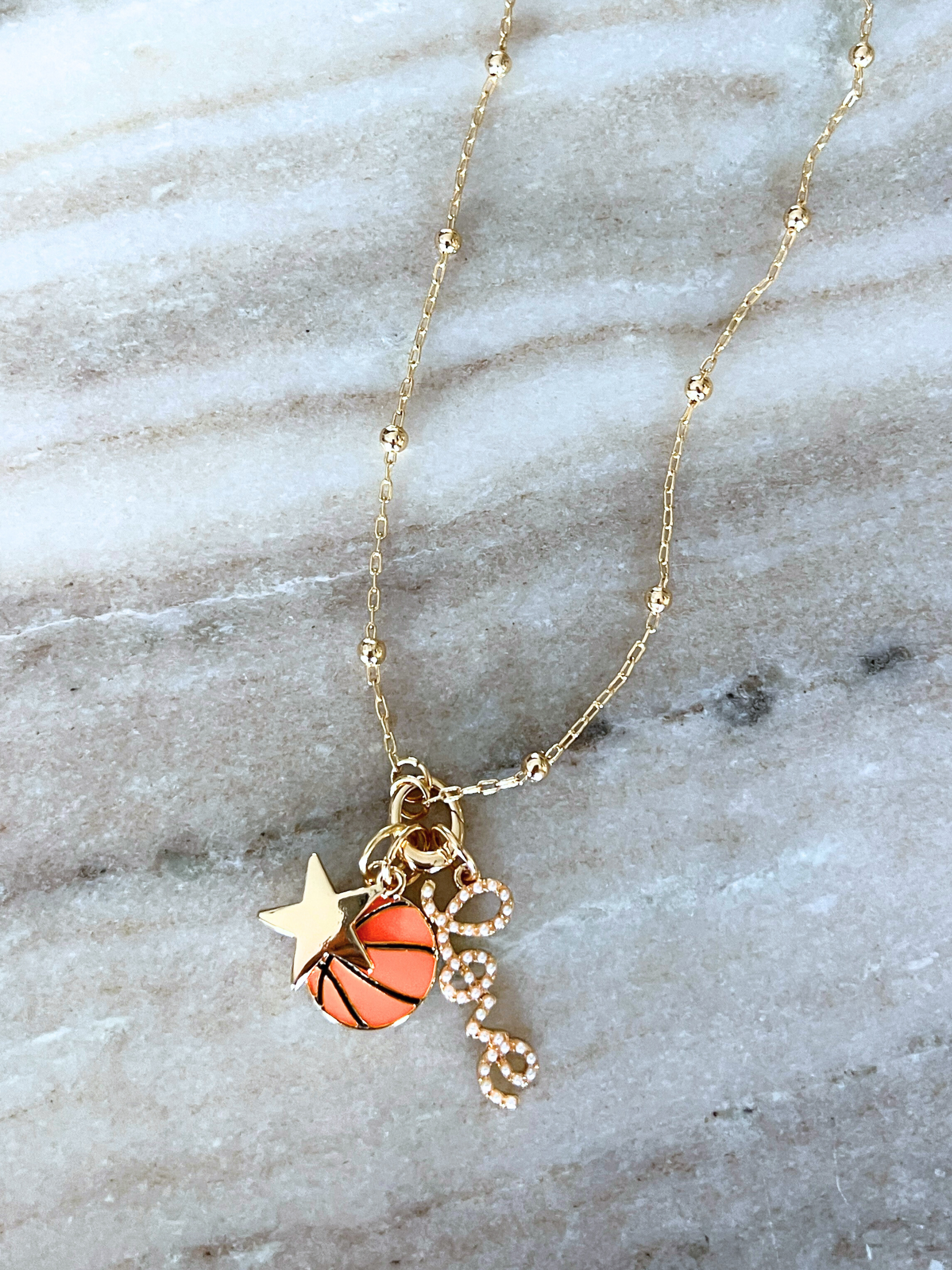 "Love" Pearl Studded Script Charm