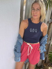 Elastic Drawstring Check Boxer Shorts