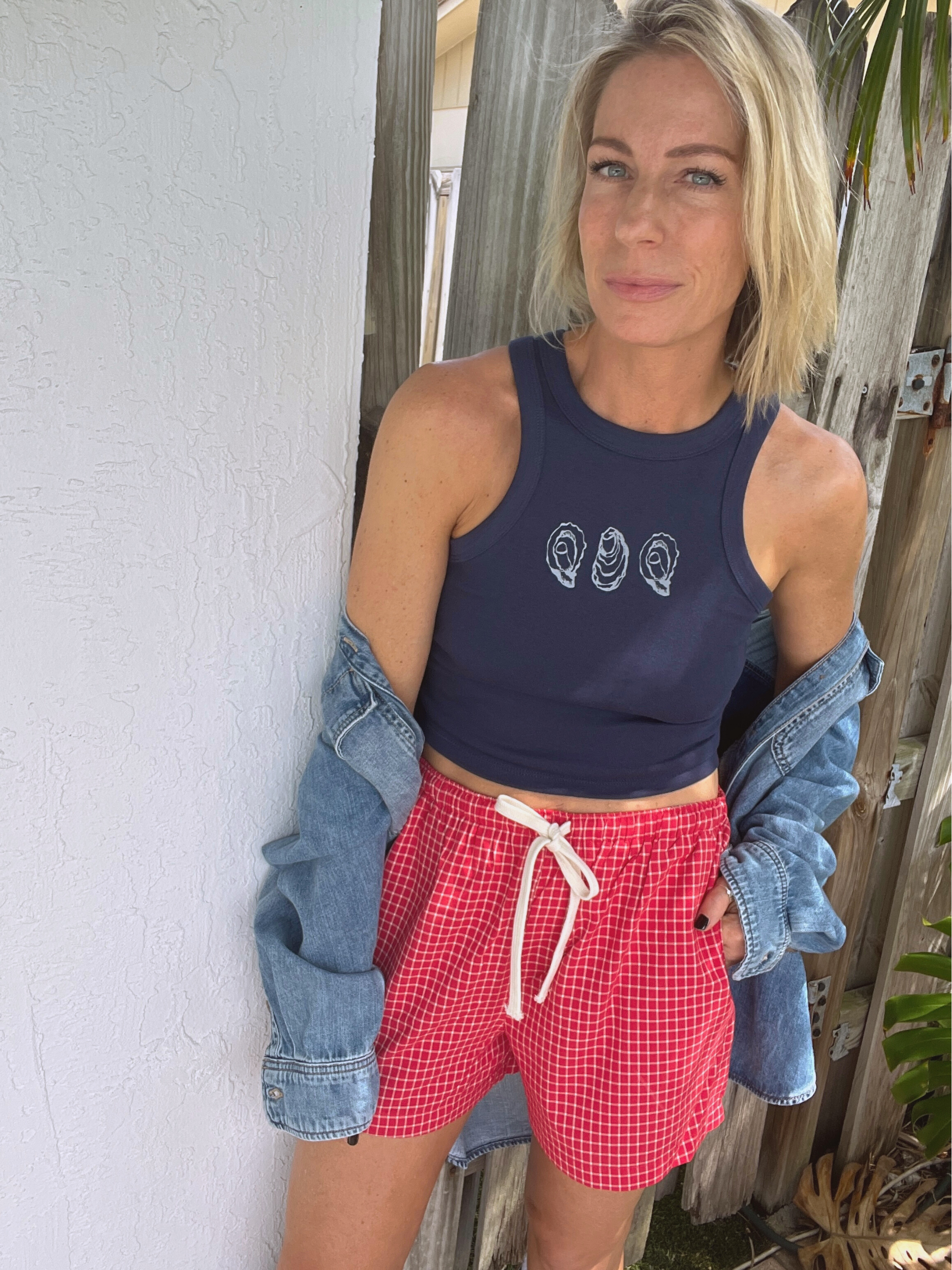 Elastic Drawstring Check Boxer Shorts