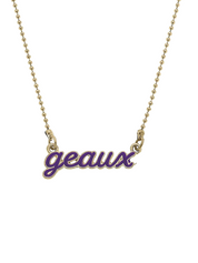 LSU Tigers Geaux Script Necklace