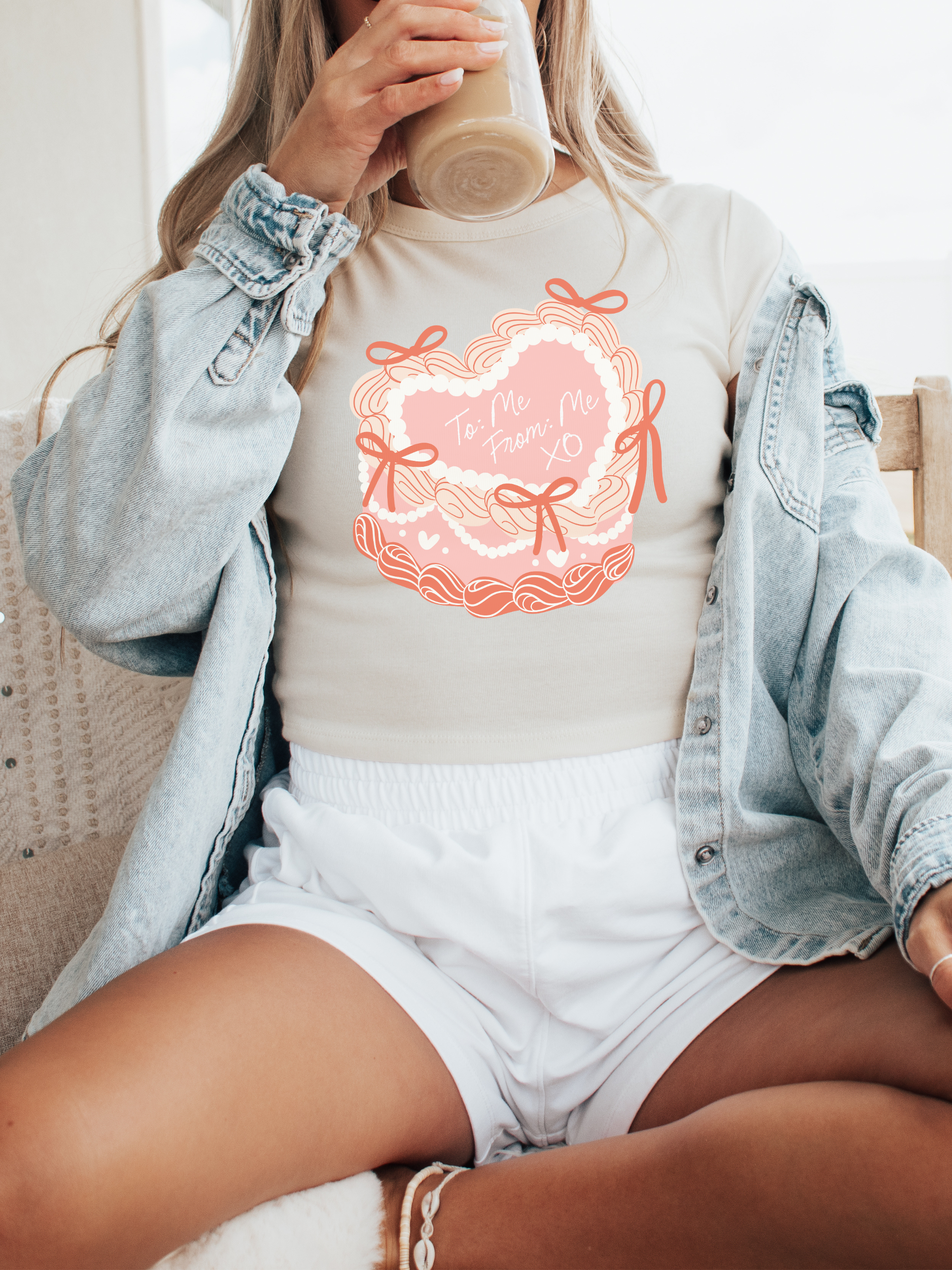 Vintage Heart Cake Y2K Baby Tee