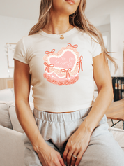 Vintage Heart Cake Y2K Baby Tee