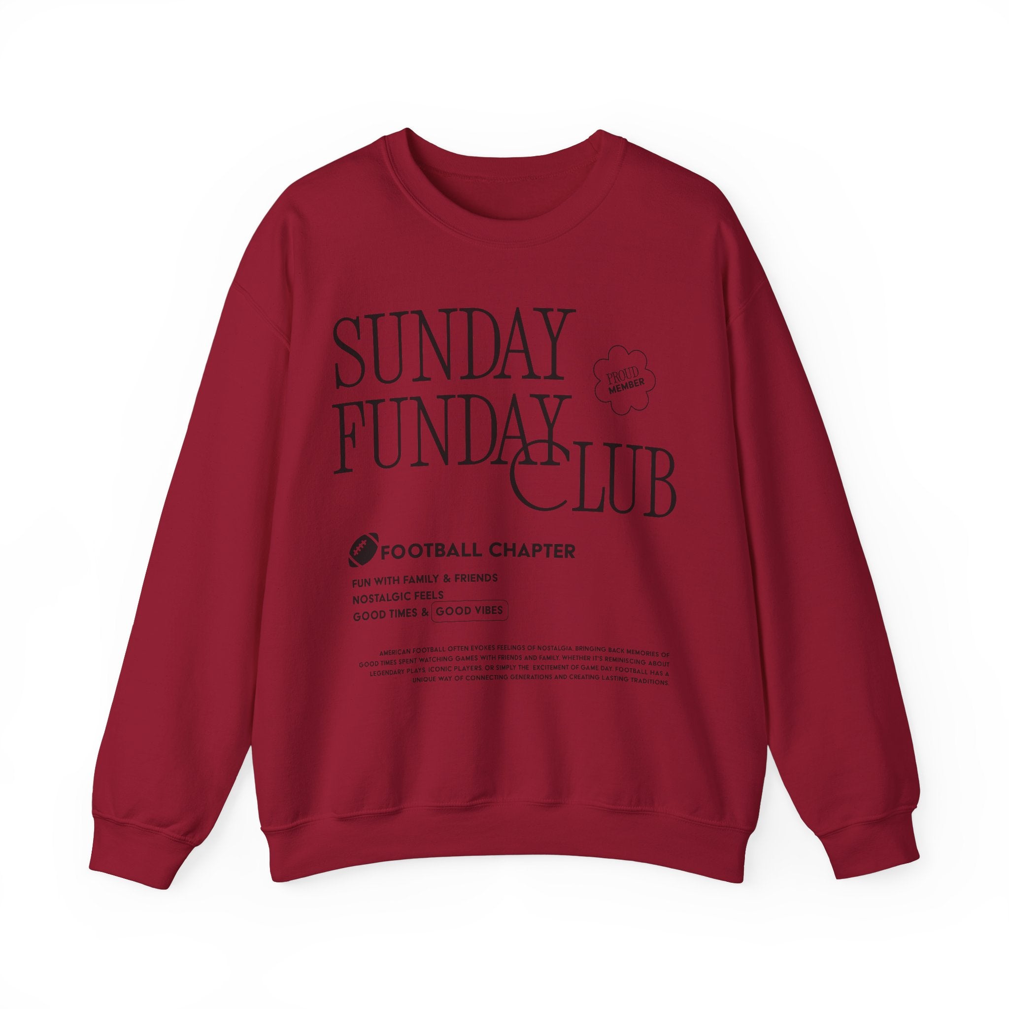 Sunday Funday Football Sweatshirt with Black Print