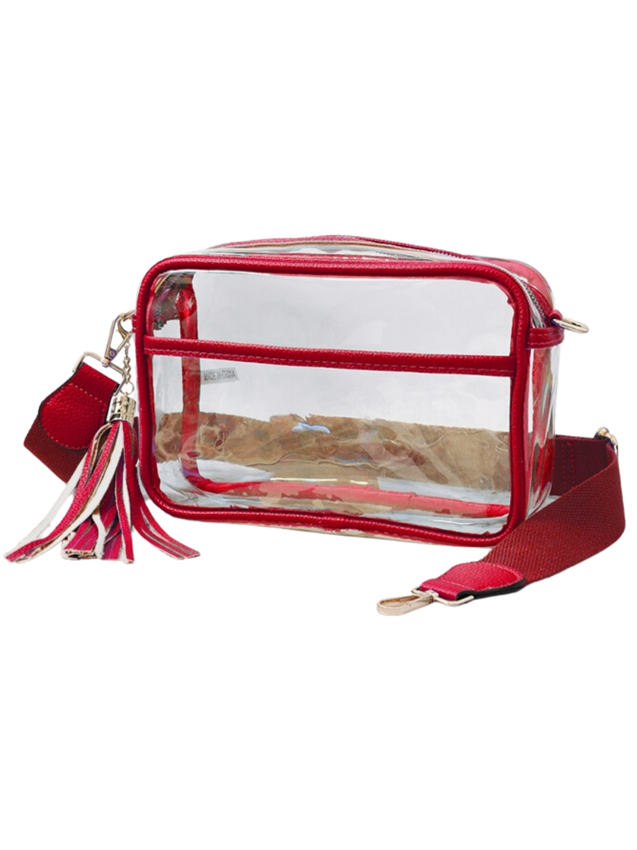 Chrissy Clear Handbag with Canvas Strap & Tassel