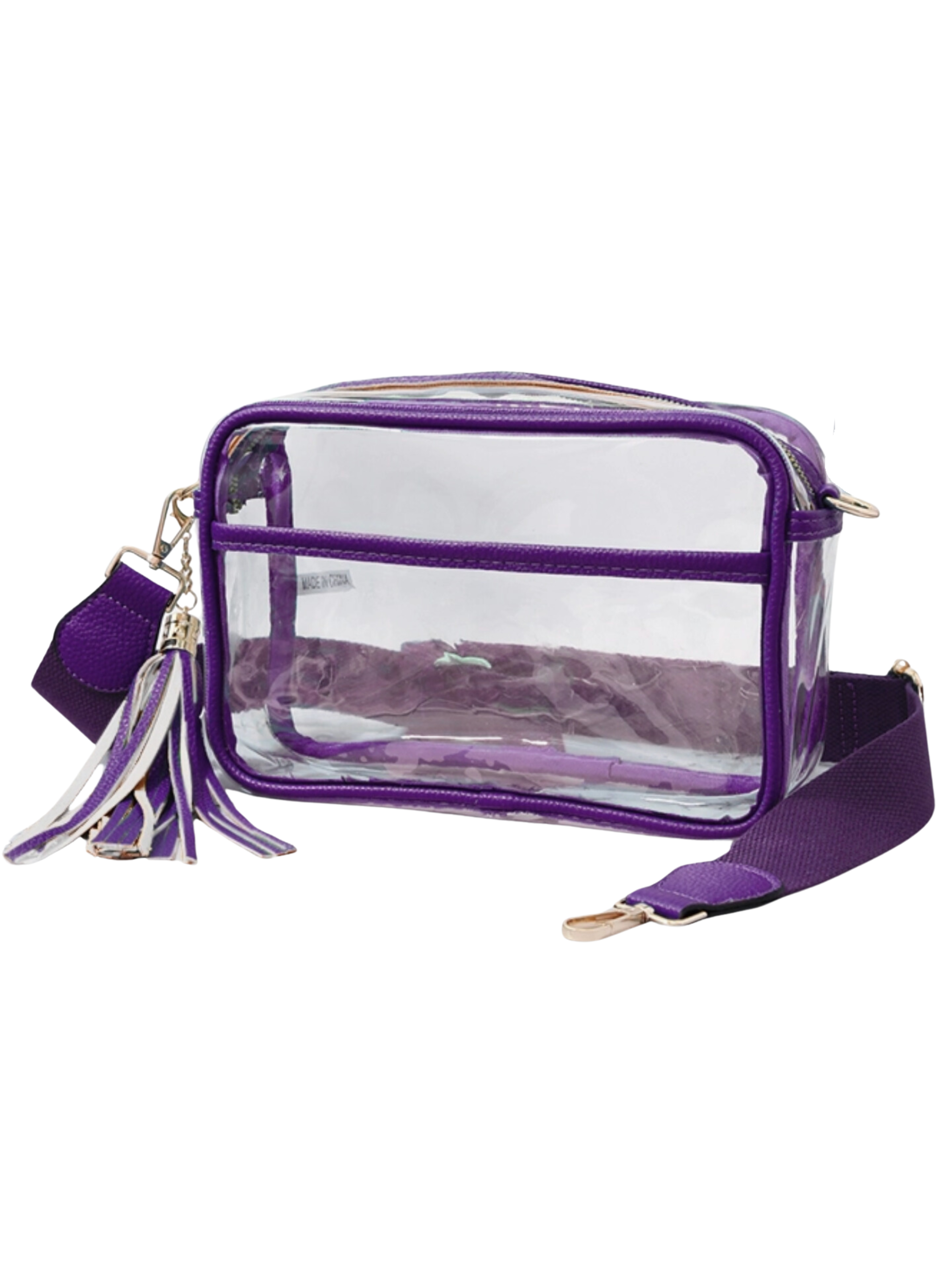 Chrissy Clear Handbag with Canvas Strap & Tassel