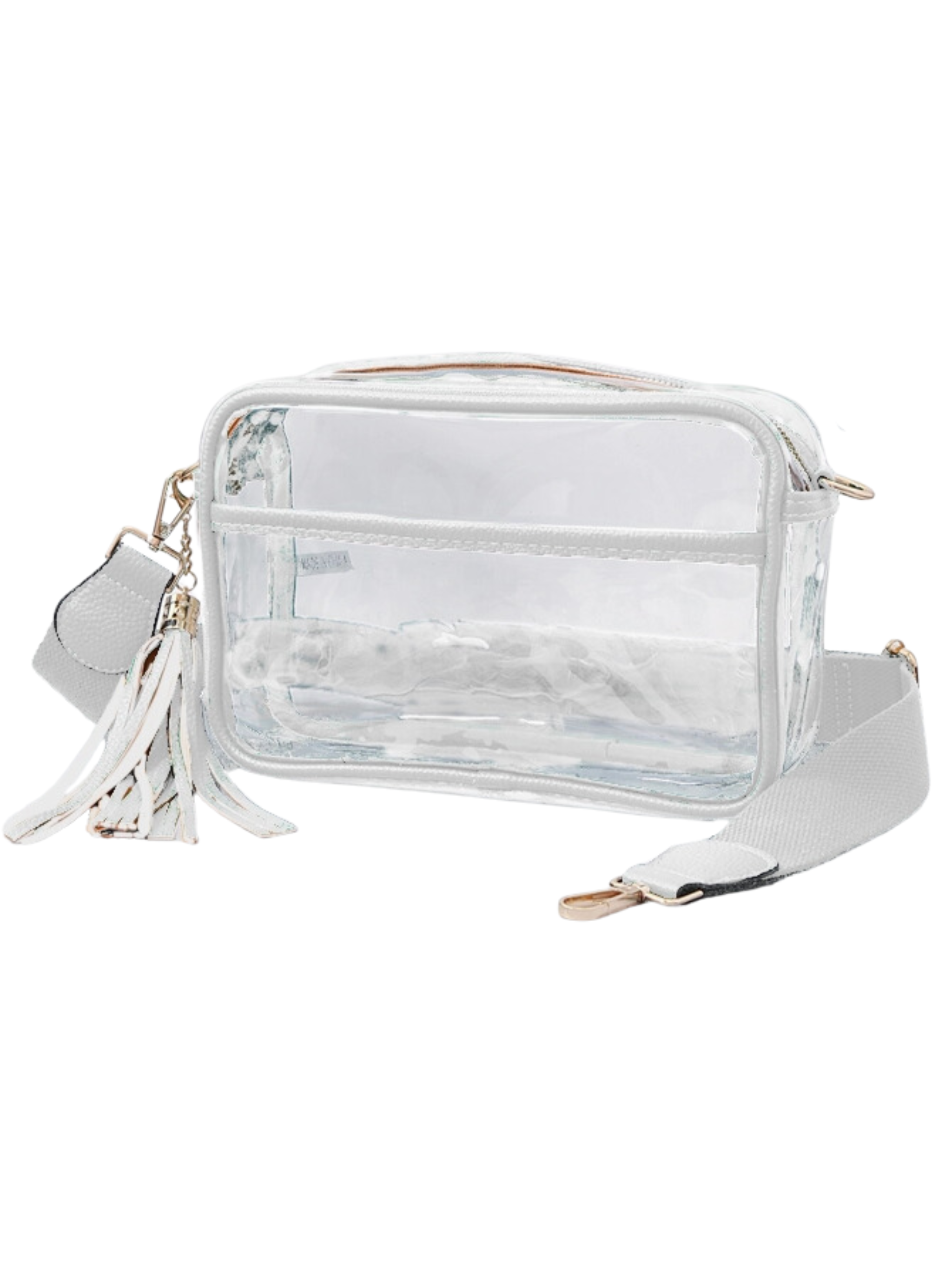 Chrissy Clear Handbag with Canvas Strap & Tassel