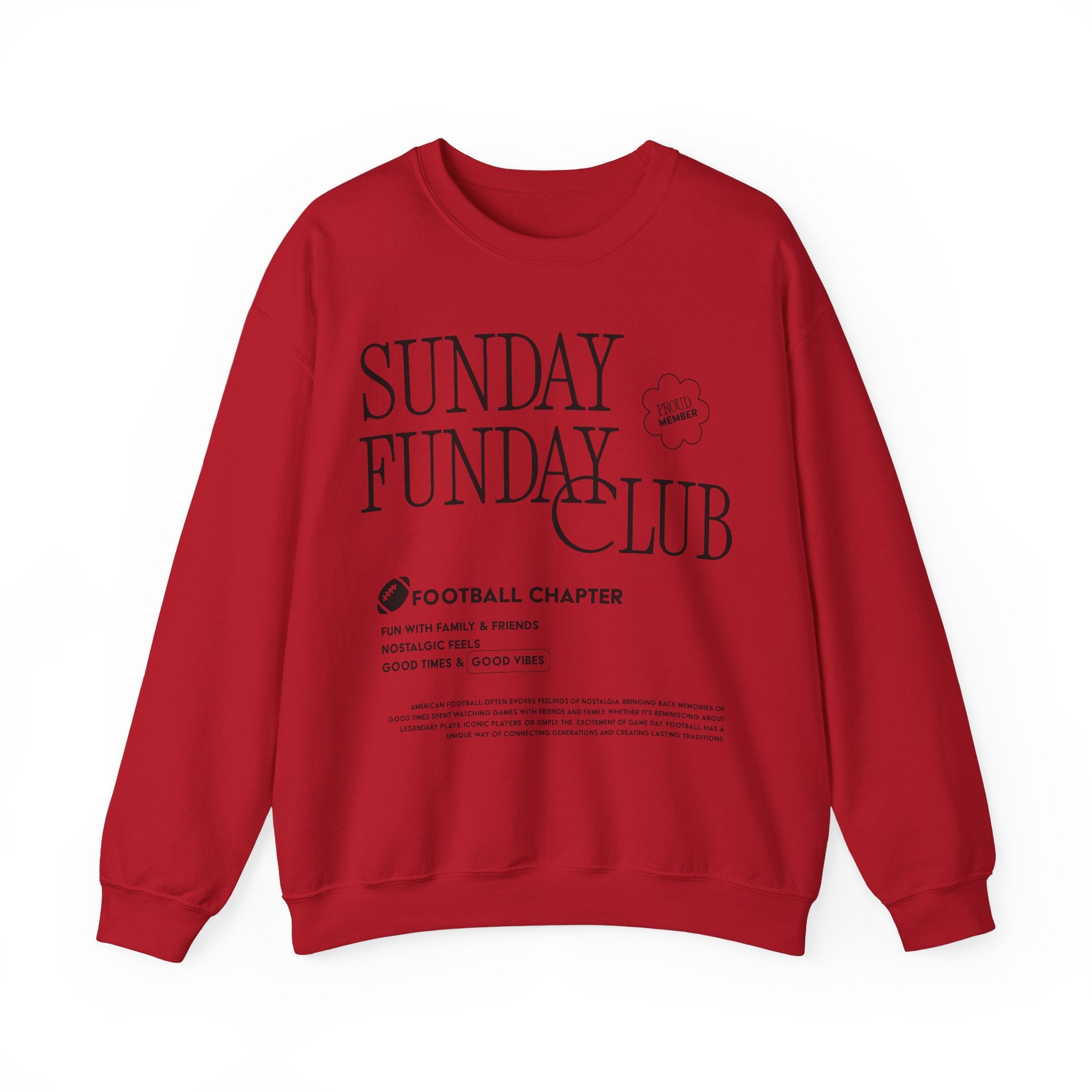 Sunday Funday Football Sweatshirt with Black Print