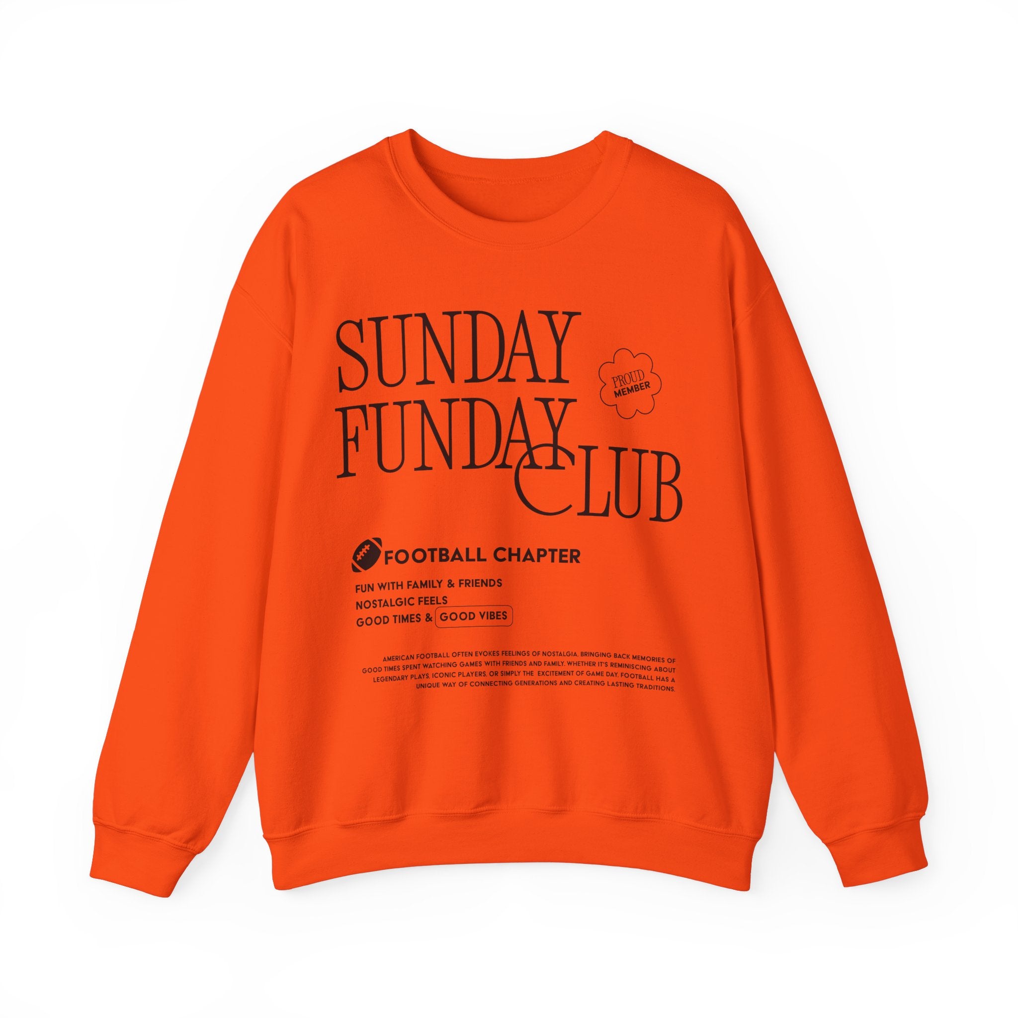 Sunday Funday Football Sweatshirt with Black Print