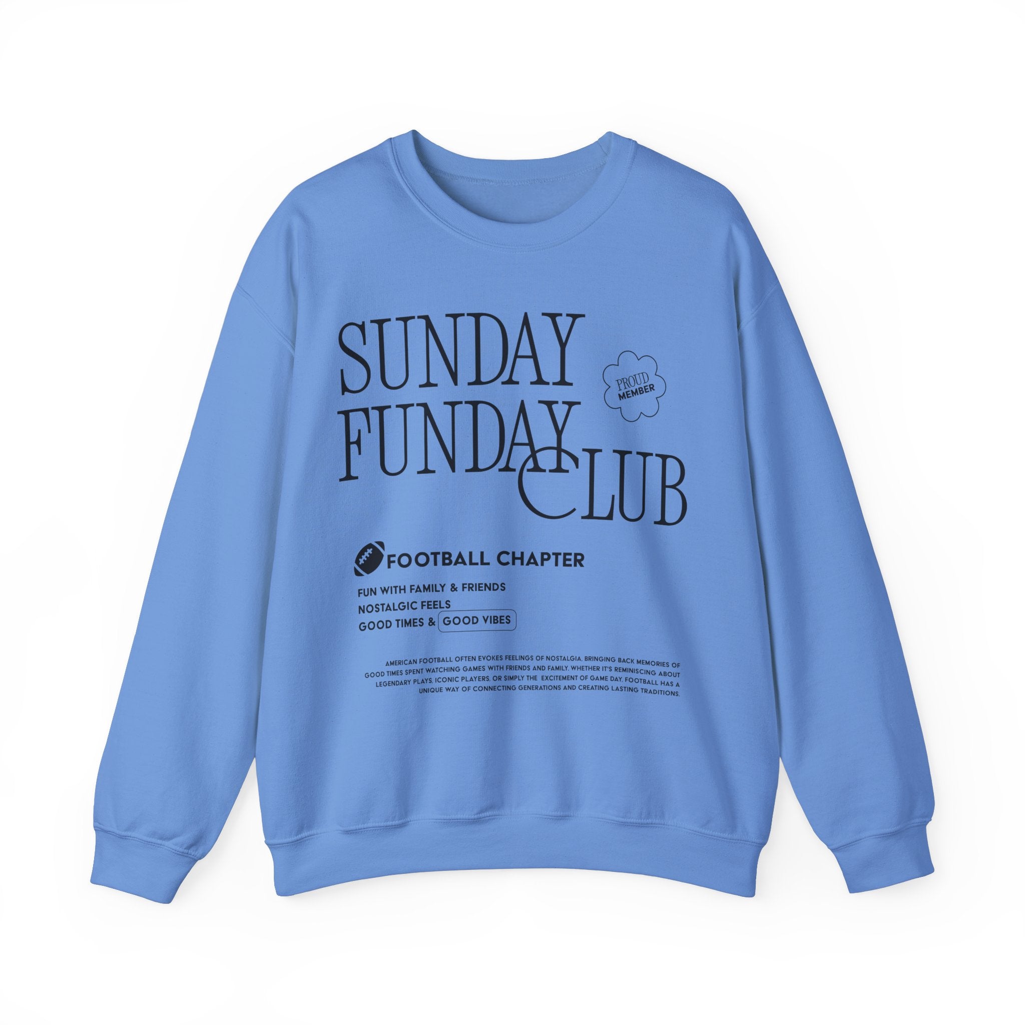 Sunday Funday Football Sweatshirt with Black Print