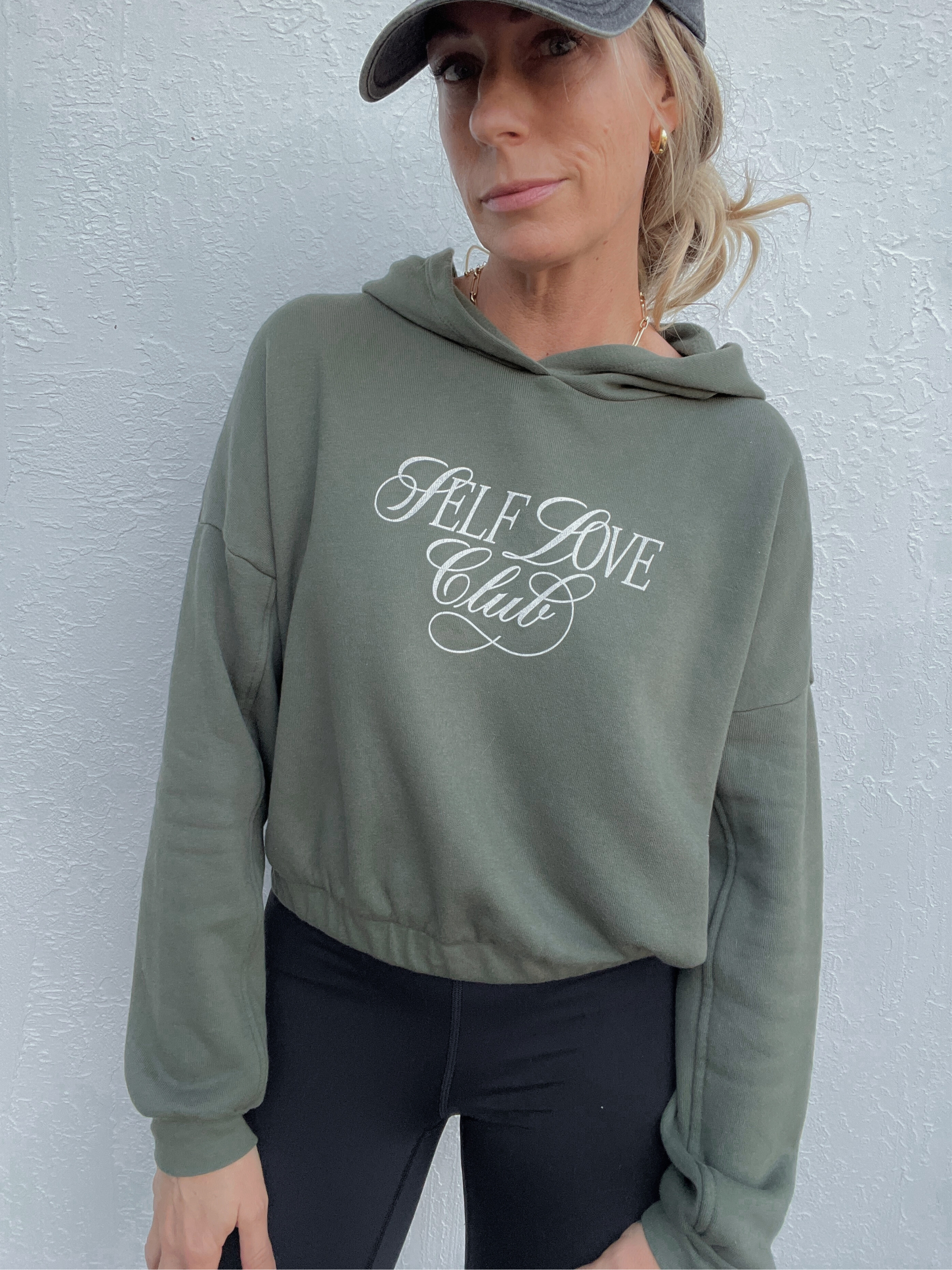 Self Love Club Cropped Cinched Hoodie