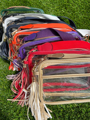Chrissy Clear Handbag with Canvas Strap & Tassel