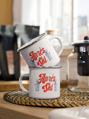 Apres Ski Enamel Mug with Skis