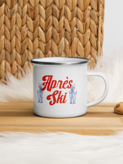 Apres Ski Enamel Mug with Skis