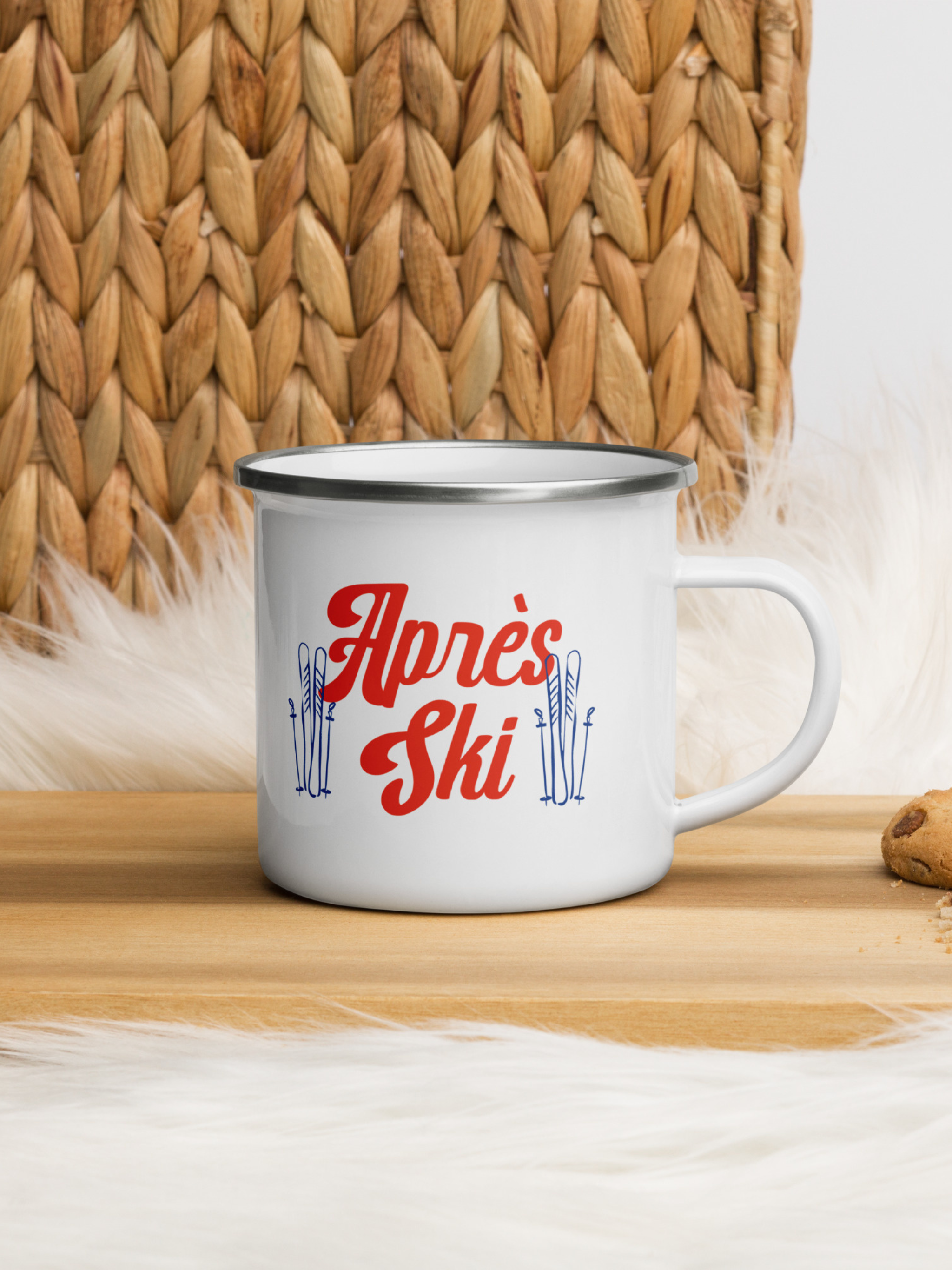 Apres Ski Enamel Mug with Skis