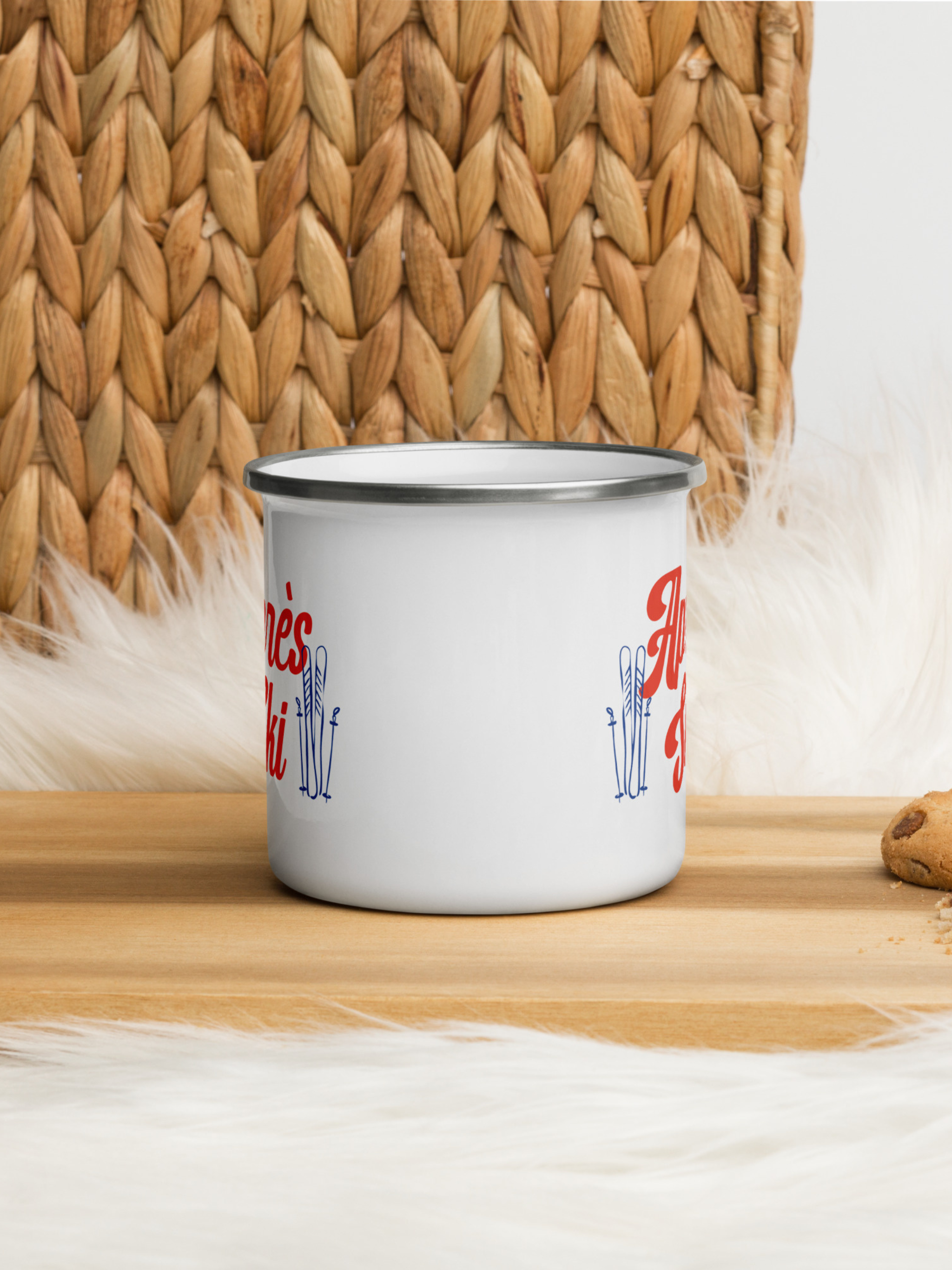 Apres Ski Enamel Mug with Skis
