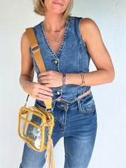 Chrissy Clear Handbag with Canvas Strap & Tassel