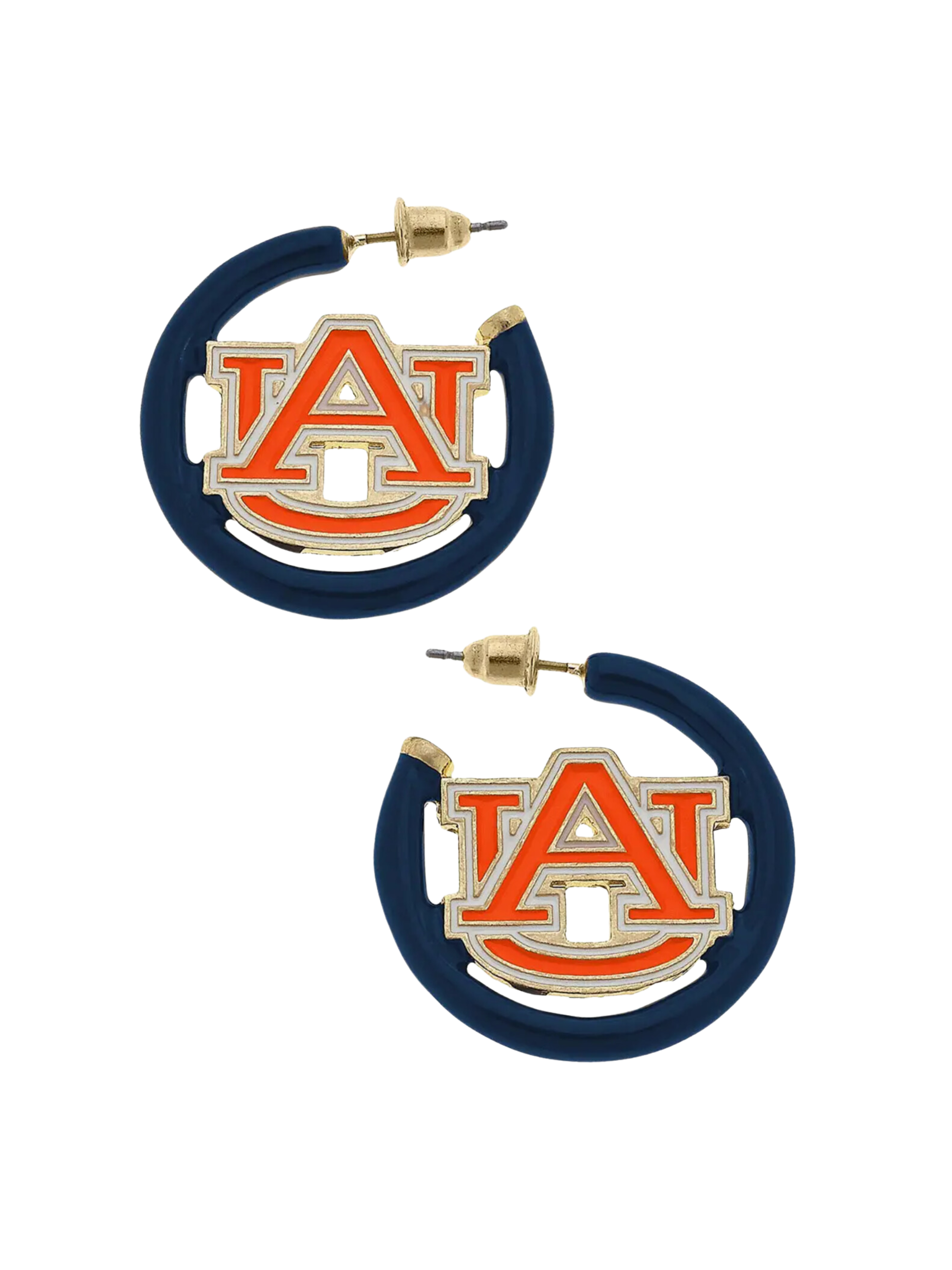 Auburn Tigers Logo Enamel Hoop Earrings