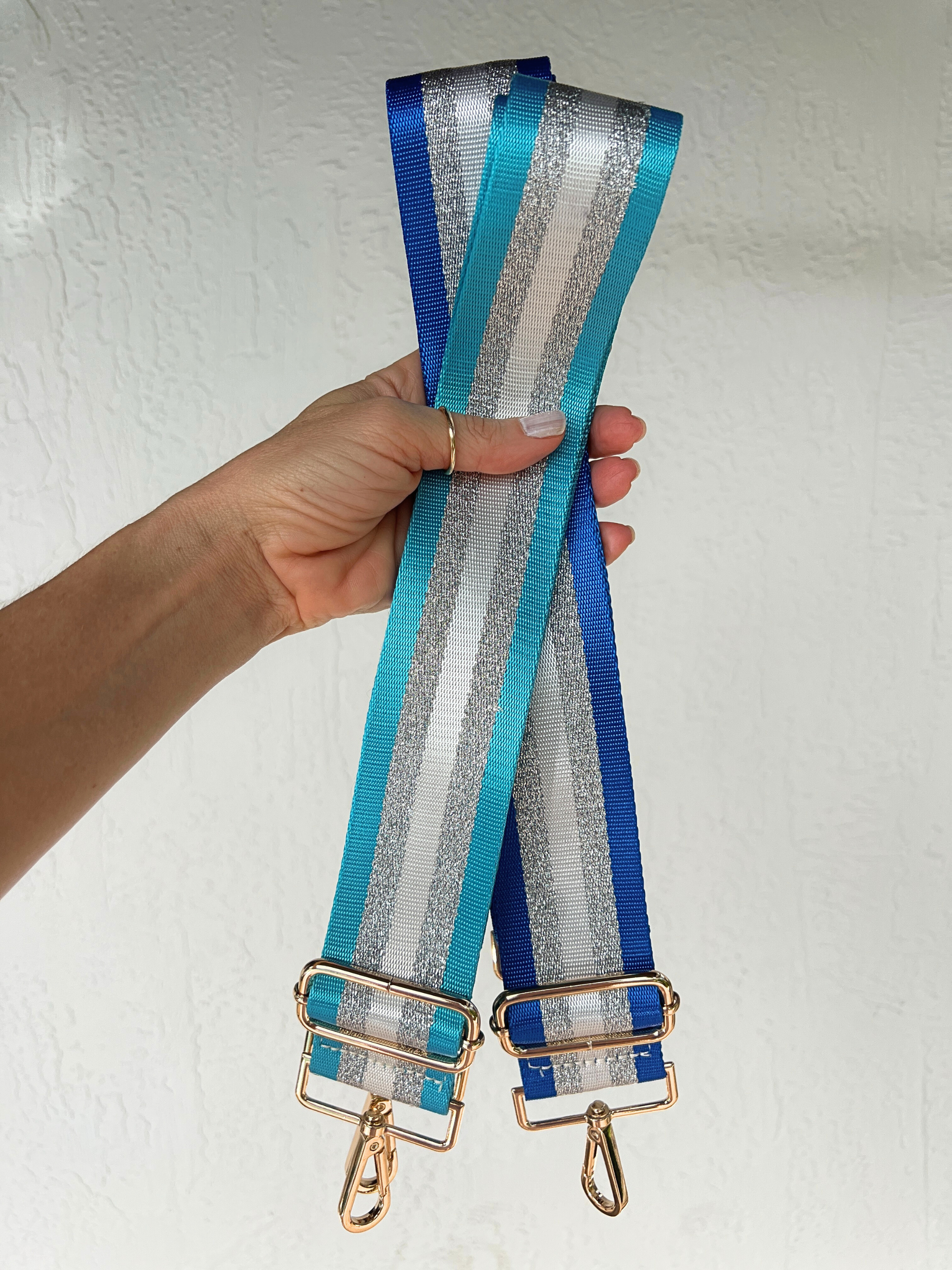 Megan Metallic Striped Crossbody Canvas Strap