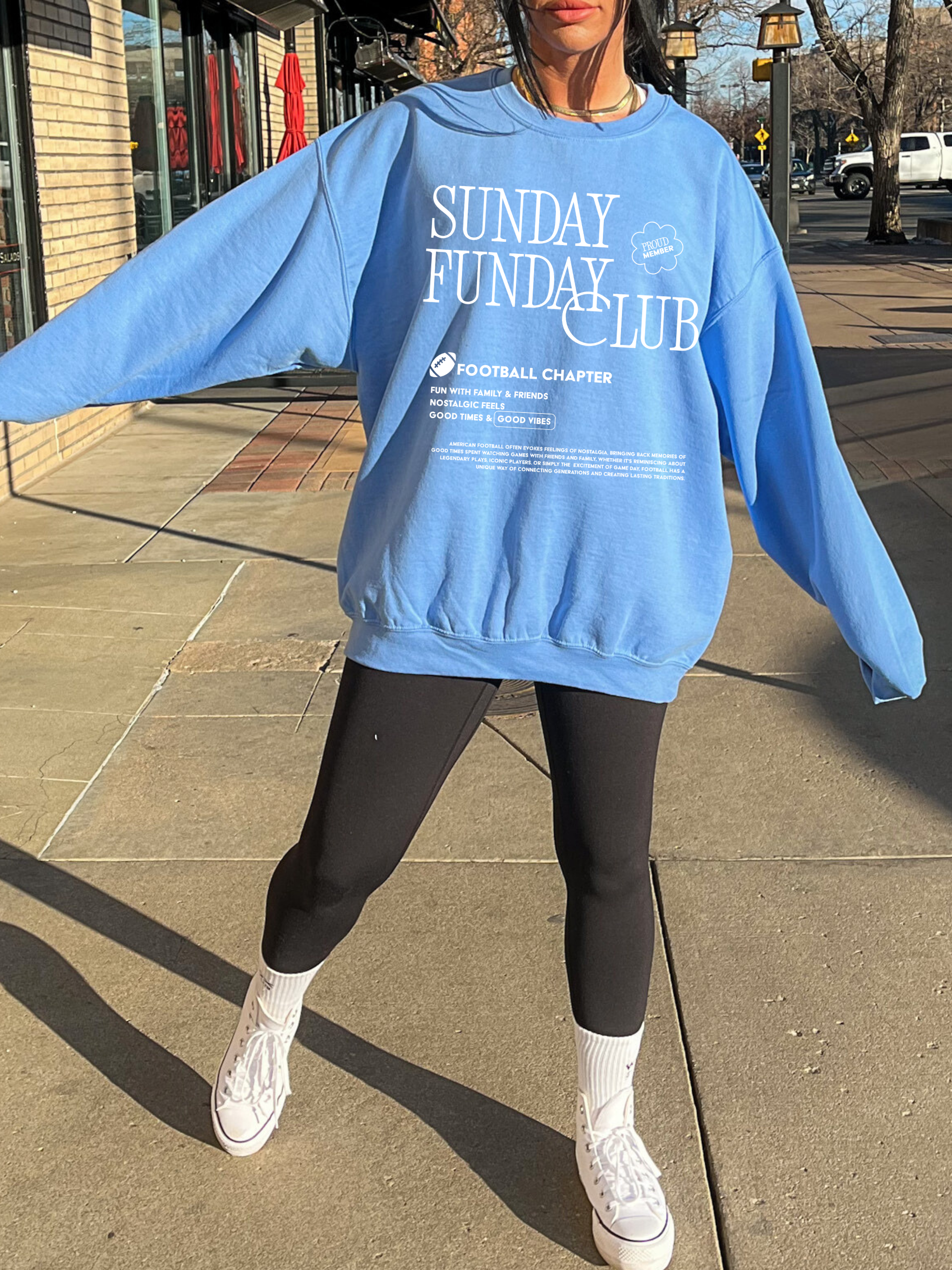 Sunday Funday Sweatshirt with White Print