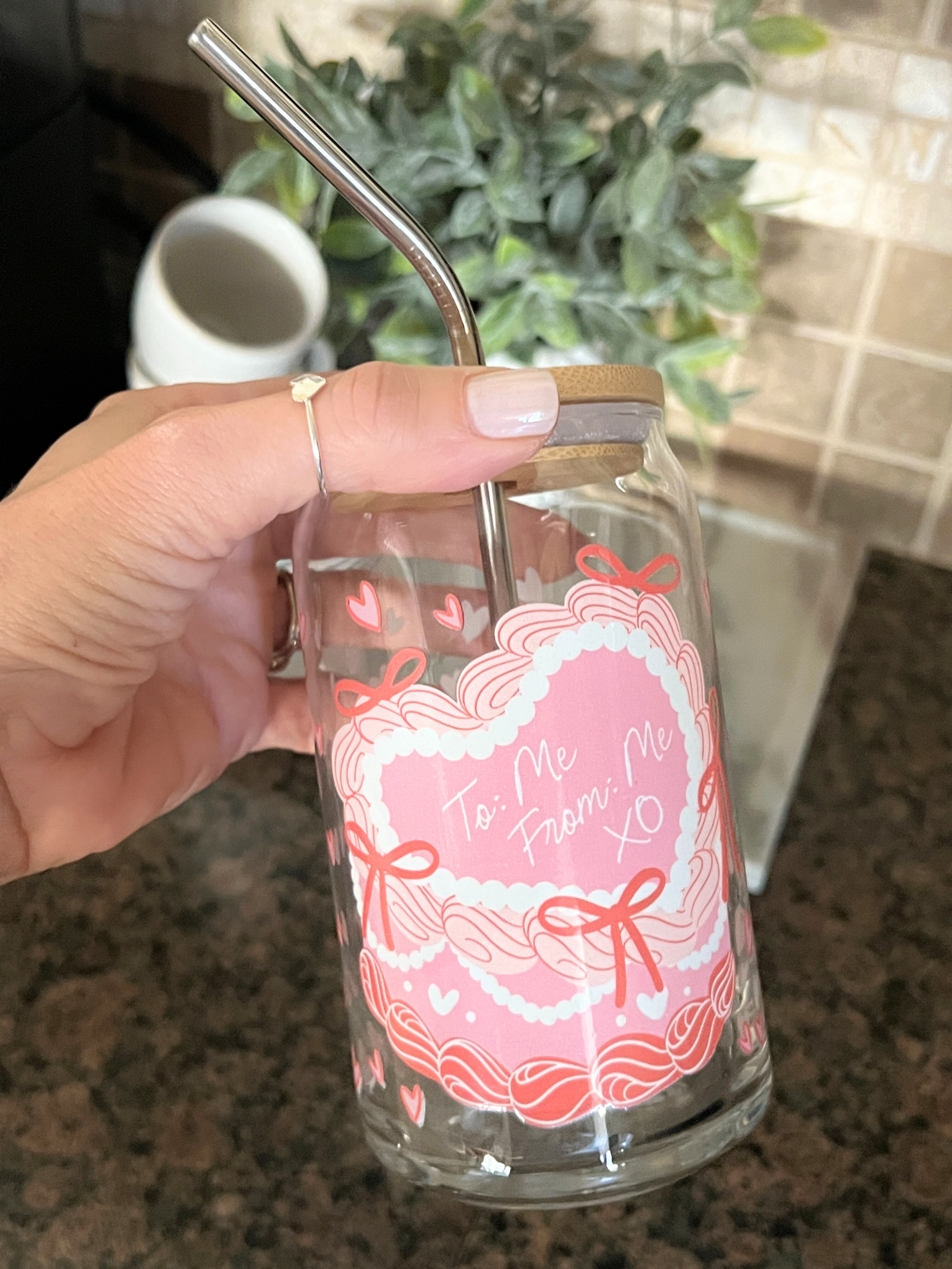 Vintage Heart Cake Can-shaped Glass